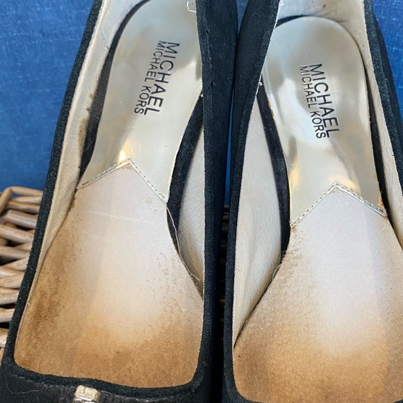 Michael Kors Black Suede Wedge Heels With Zipper Details - Picture 8 of 9